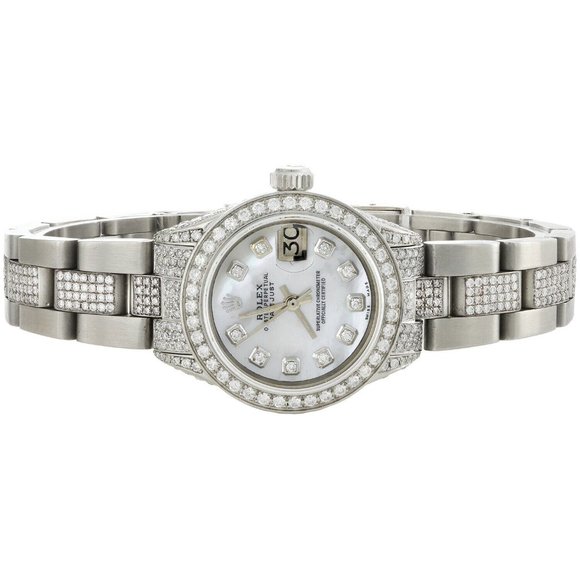 NEW Women's Rolex 26mm 5CT Diamond Watch! Sale! Mint! With Rolex Box - Picture 3 of 10